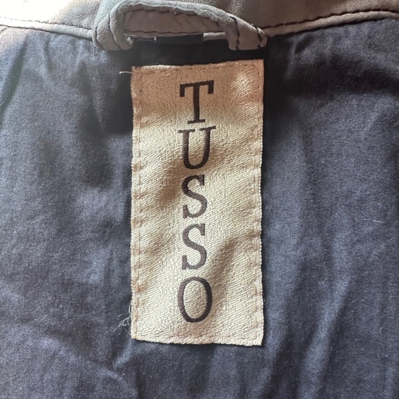 Tusso Grey 100% Leather Zippered Detailed Jacket Sz M - Picture 6 of 8